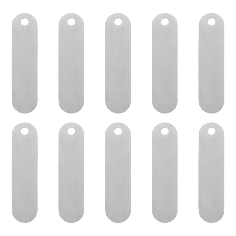 10Pcs Stainless Steel Blank Keychain Tags Metal Engraving Blanks for DIY Name Labels Keyring Pendants for Keys Bags Hanging