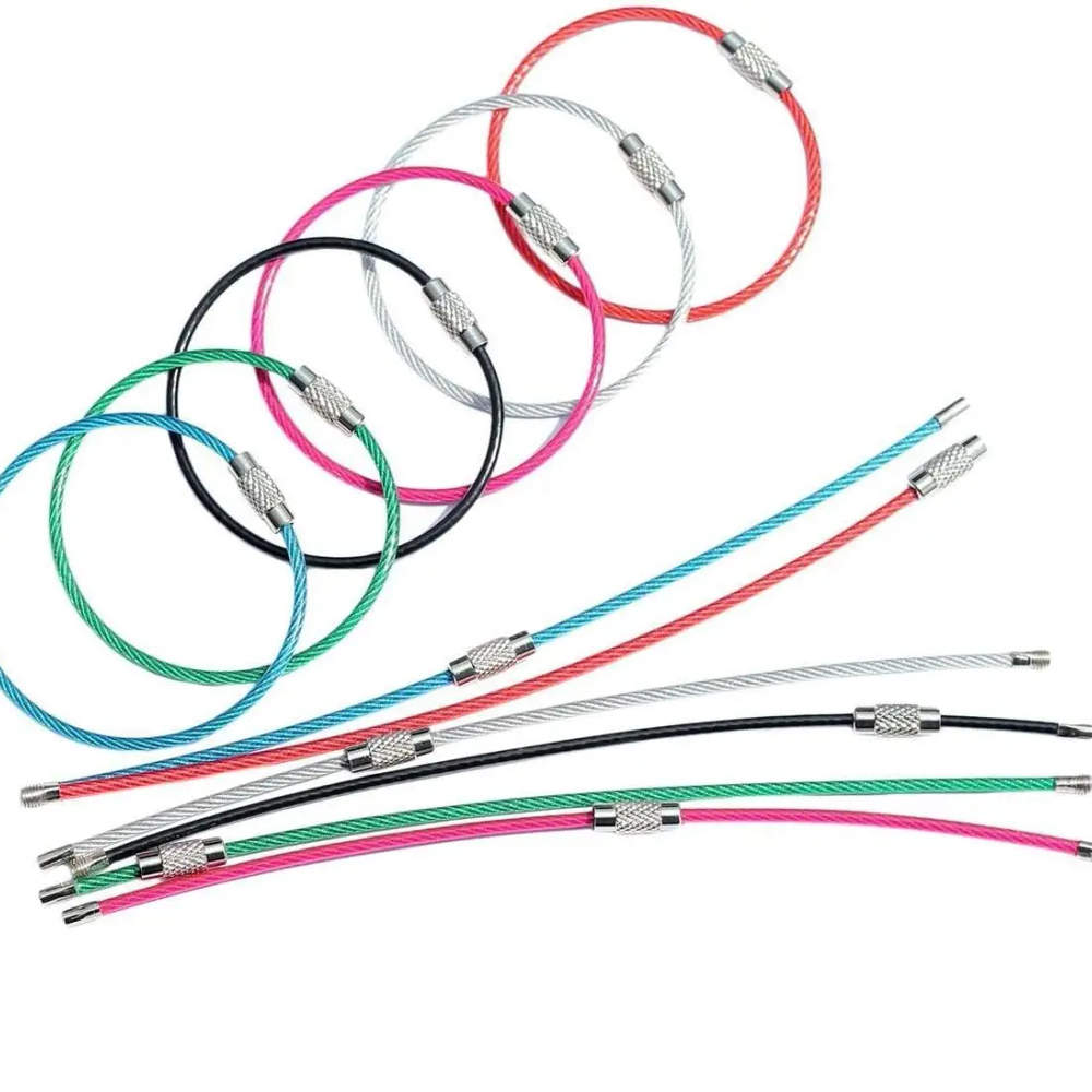 Stainless Steel Key Rings, 2mm Thick Wire, 6-inch Cable, 12-Pack, 6 Colors Stainless Steel Key Rings, 2mm Thick Wire, 6-inch Cable, 12-Pack, 6 Colors