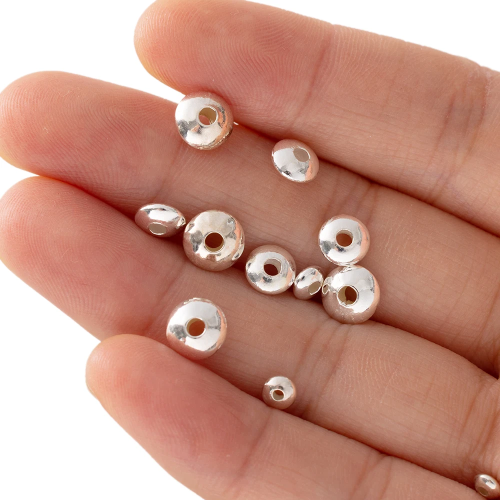 10pcs 3/4/5/6/7/8mm Real 925 Sterling Silver Disc Spacer Loose Beads for DIY Jewelry Earrings Bracelets Necklace Crafts Making 10pcs 3/4/5/6/7/8mm Real 925 Sterling Silver Disc Spacer Loose Beads for DIY Jewelry Earrings Bracelets Necklace Crafts Making