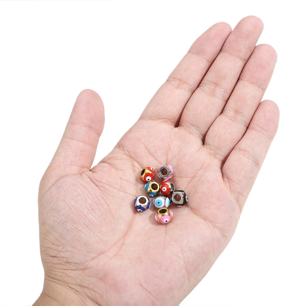 10pcs Stainless Steel 6mm Enamel Eye Beads Gold Round Spacer Beads Wholesale for DIY Jewelry Making Necklace Bracelet Supplies 10pcs Stainless Steel 6mm Enamel Eye Beads Gold Round Spacer Beads Wholesale for DIY Jewelry Making Necklace Bracelet Supplies