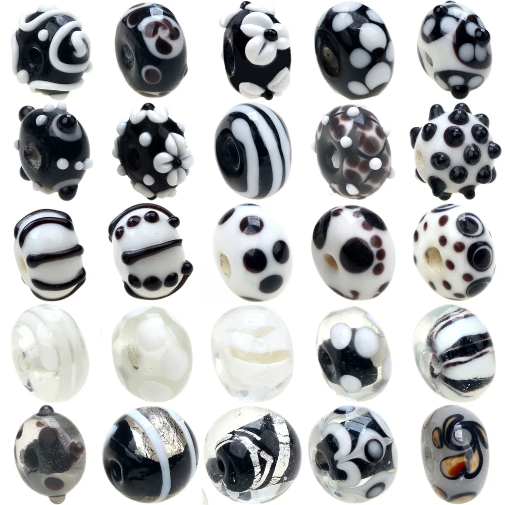 Black Color Series 2/4/6PCS/LOT Mixed Style Handmade Lampwork Glass Beads For Crafts Charm Bracelets/Earring DIY Jewelry Making