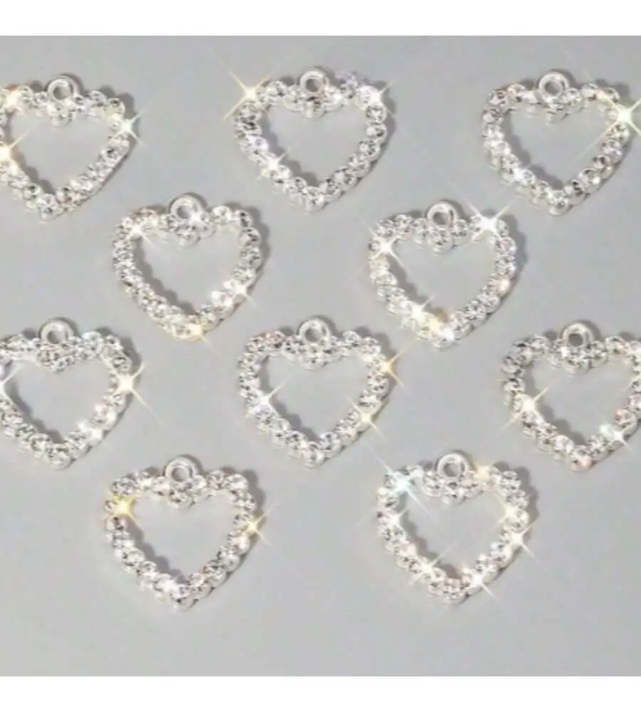 10pcs DIY Full Diamond Peach Heart Pendant Accessories 10pcs DIY Full Diamond Peach Heart Pendant Accessories