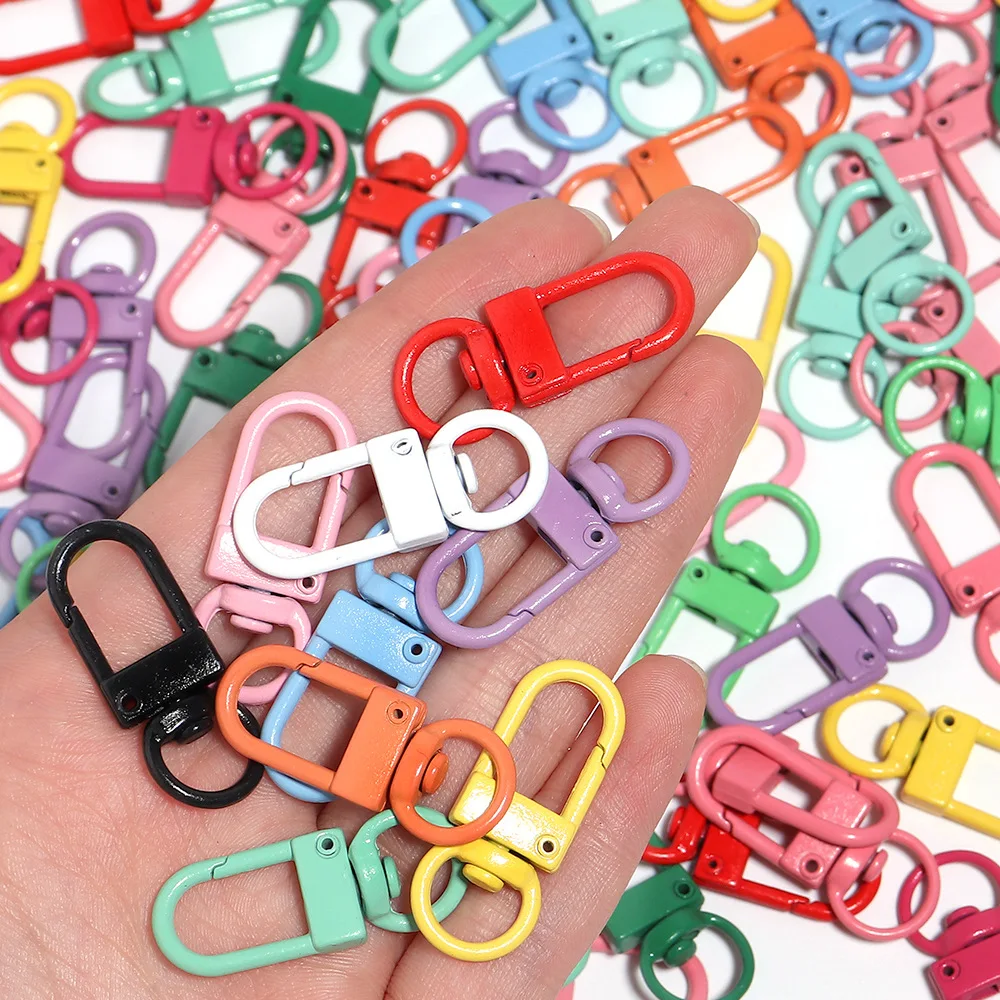 10pcs/lot Square Keychains Lobster Clasps Metal Hooks Key Rings Pendant DIY Trinkets Key Chain Jewelry Findings