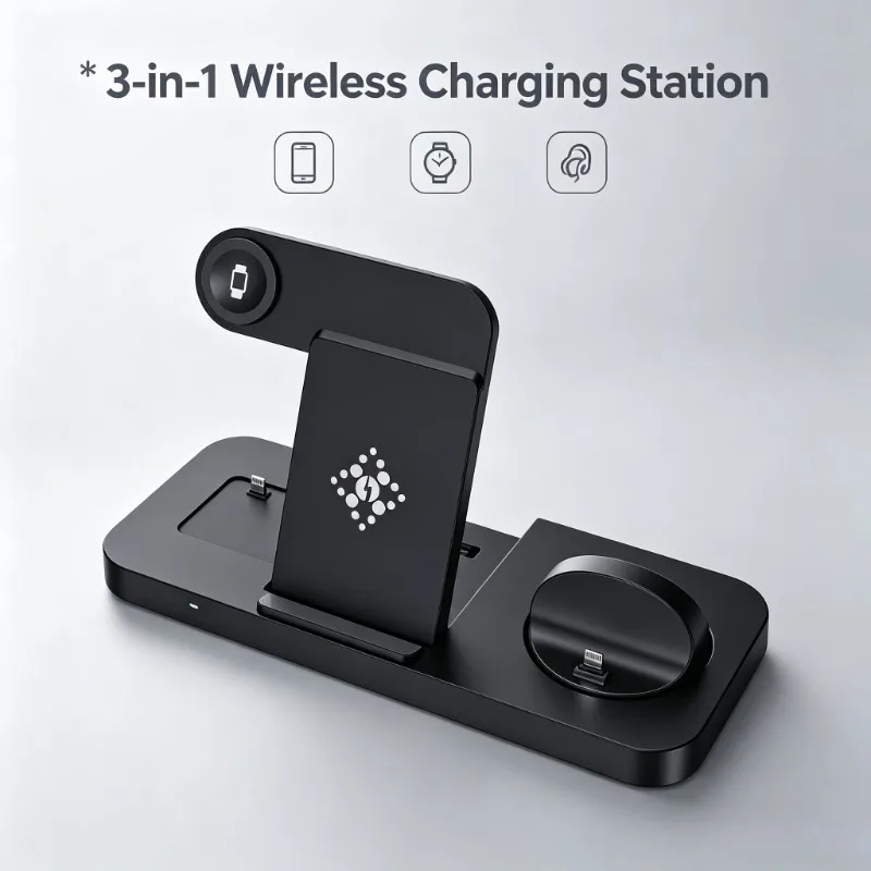 3 in 1 Wireless Charger Stand Fast Charging Station For iPhone 17 16 15 14 13 Pro Max For Apple Watch AirPods Samsung Daily Use 3 in 1 Wireless Charger Stand Fast Charging Station For iPhone 17 16 15 14 13 Pro Max For Apple Watch AirPods Samsung Daily Use