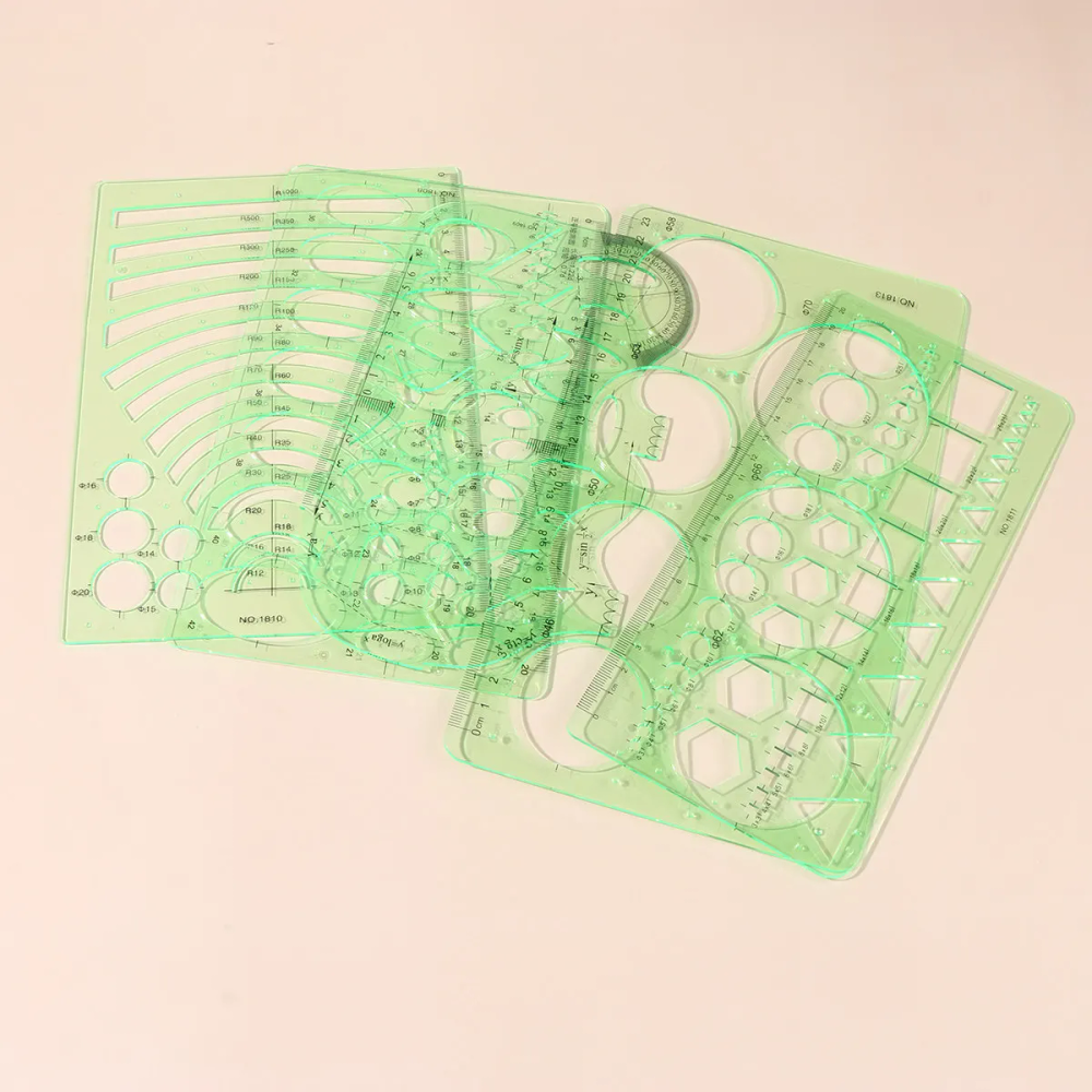 Drawing Templates Set Geometric Rulers For Architecture School Project Measuring Tool Kit Building Templates Rulers
