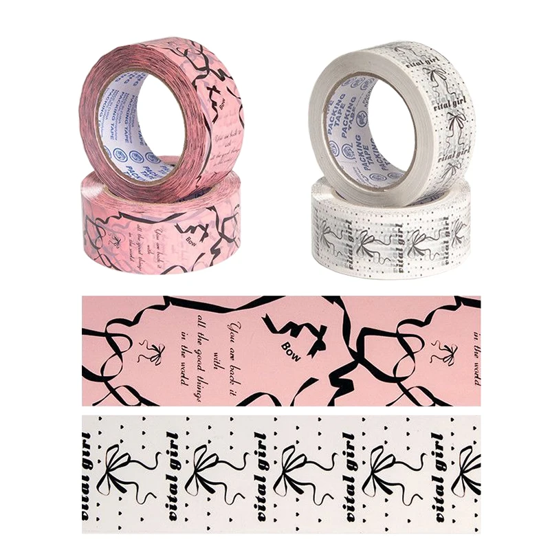 4.5cm x 100Meter Packing Tape White/Pink Bow Print Packaging Tape Stationery Adhesive Tape for Gift Paper Box Decorative 4.5cm x 100Meter Packing Tape White/Pink Bow Print Packaging Tape Stationery Adhesive Tape for Gift Paper Box Decorative