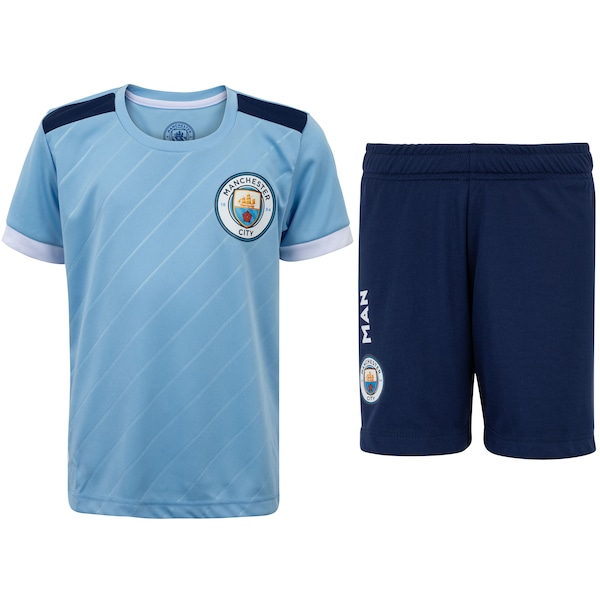 Kit Fardamento Manchester City Infantil Camiseta + Calção Kit Fardamento Manchester City Infantil Camiseta + Calção