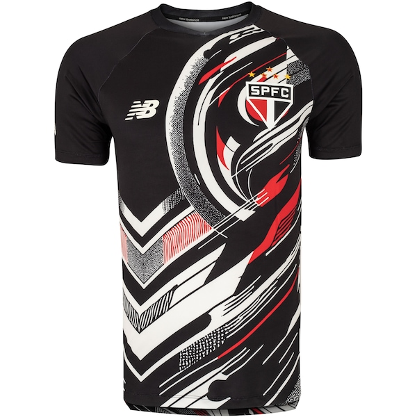 Camisa Pré-jogo do São Paulo 25 New Balance Masculina Camisa Pré-jogo do São Paulo 25 New Balance Masculina