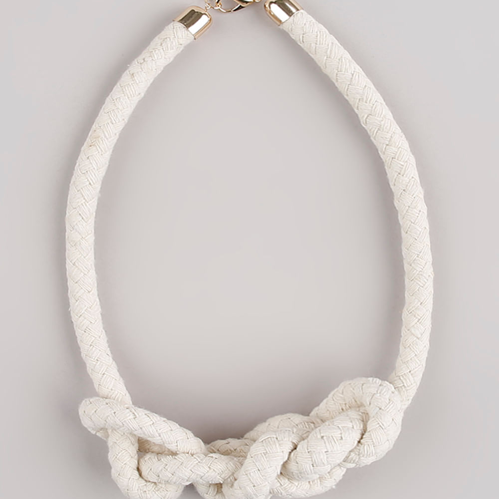 Colar Feminino em Corda com Nó Bege Colar Feminino em Corda com Nó Bege