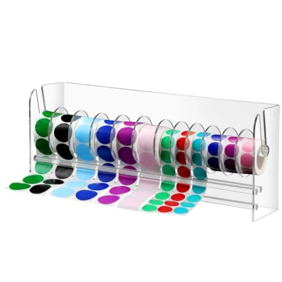 Adjustable Label Dispenser Acrylic Roll Sticker Dispenser Sticker Holder Organizer Label Stand for Holding Office and Home Adjustable Label Dispenser Acrylic Roll Sticker Dispenser Sticker Holder Organizer Label Stand for Holding Office and Home
