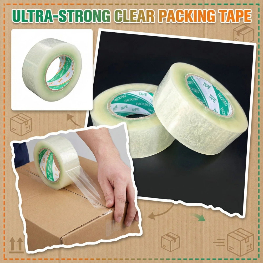 Ultra Strong Clear Packing Tape Heavy Duty Shipping Packaging Tape Wide Adhesive Sealing Tape Moving Storage Office Warehouse Ultra Strong Clear Packing Tape Heavy Duty Shipping Packaging Tape Wide Adhesive Sealing Tape Moving Storage Office Warehouse