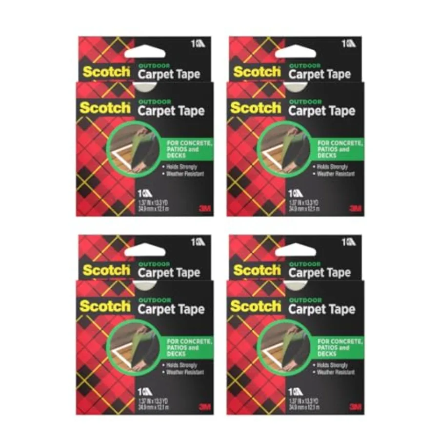 Scotch Double-Sided Carpet Tape 1. in x 0 Feet Heavy Duty Indoor/Outdoor Rug Gripper for Hardwood Vinyl Tile and Concrete Floor Scotch Double-Sided Carpet Tape 1. in x 0 Feet Heavy Duty Indoor/Outdoor Rug Gripper for Hardwood Vinyl Tile and Concrete Floor