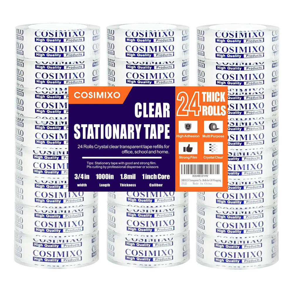 24 Rolls Crystal Clear Tape Refills, 3/4" x 1000", Bulk Transparent Office Tape for Dispenser, Home & School 24 Rolls Crystal Clear Tape Refills, 3/4" x 1000", Bulk Transparent Office Tape for Dispenser, Home & School