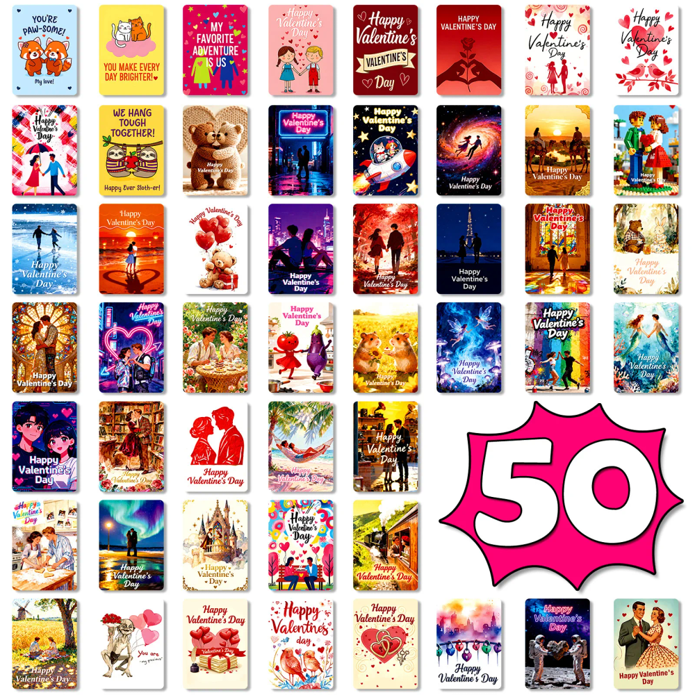 50PCS Happy Valentines Day Text Cards Couples Holiday Gift Greeting Cards Popular Festival Blessing Card Set 50PCS Happy Valentines Day Text Cards Couples Holiday Gift Greeting Cards Popular Festival Blessing Card Set