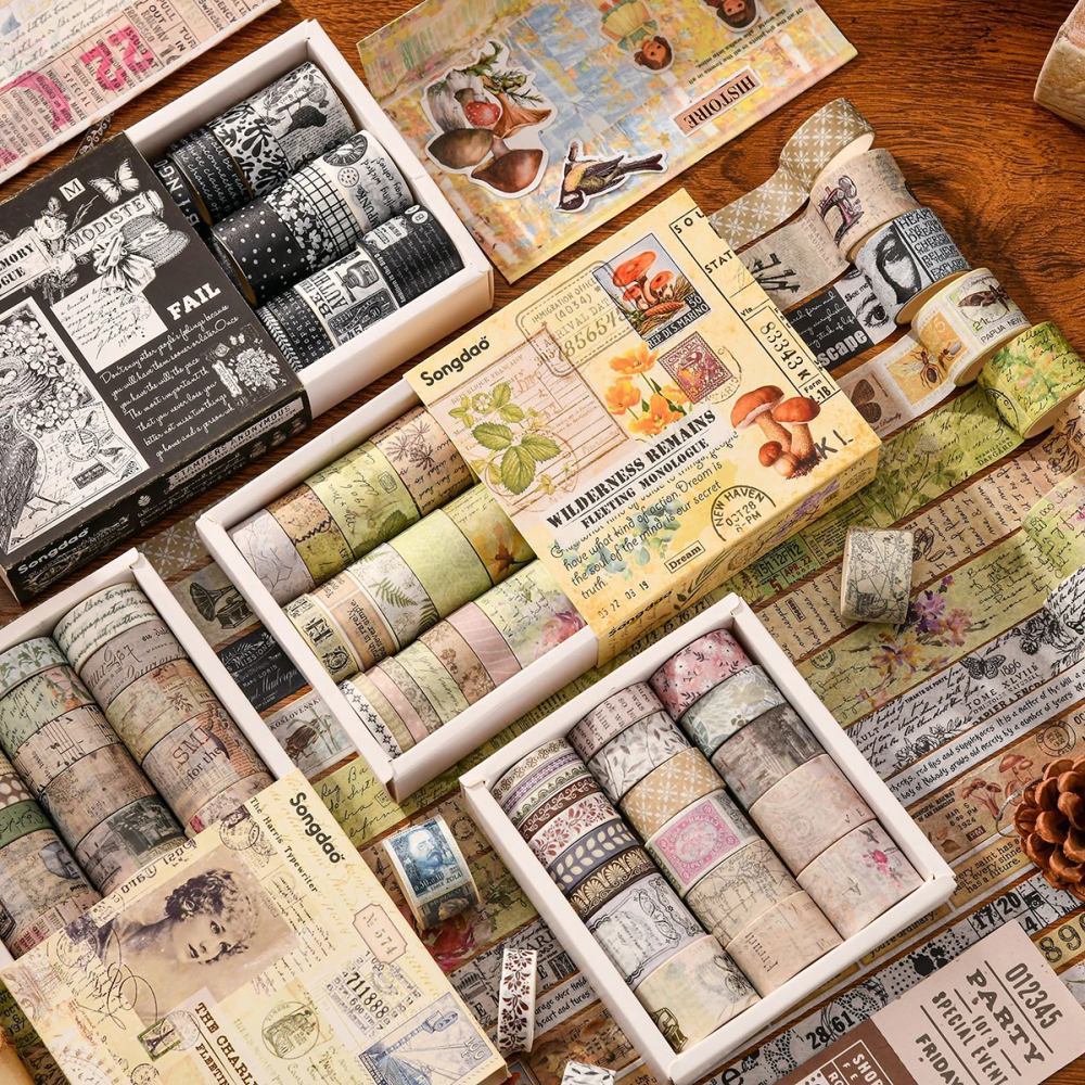 20 rolls of vintage washi tape set, animal and plant pattern sticker rolls, DIY brochure scrapbook decoration tape 20 rolls of vintage washi tape set, animal and plant pattern sticker rolls, DIY brochure scrapbook decoration tape