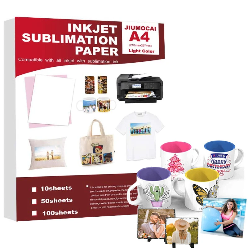 50PCS A4 Sublimation Heat Transfer Paper For Inkjet Printer DIY T Shirt Clothes Bag Cup Ceramics Thermal Transfer Papers 50PCS A4 Sublimation Heat Transfer Paper For Inkjet Printer DIY T Shirt Clothes Bag Cup Ceramics Thermal Transfer Papers