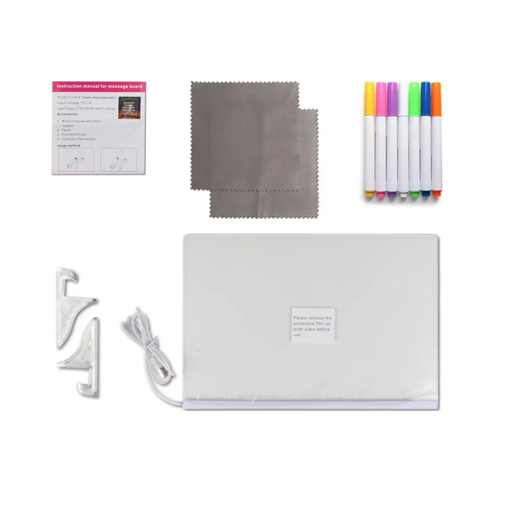 Illuminated Dry Erase Acrylic Board with Stand Perfect for Creative Expression in Home Office or Classroom Settings Illuminated Dry Erase Acrylic Board with Stand Perfect for Creative Expression in Home Office or Classroom Settings