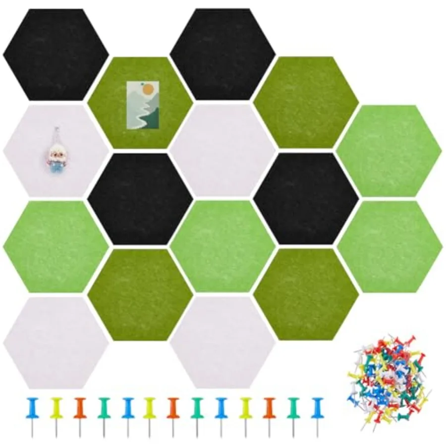 16Pcs 4 Colors Hexagon Felt Cork Board Tiles Self-Adhesive Cork Bulletin Board with 100Pcs Push Pins Removable Felt Corkboard F 16Pcs 4 Colors Hexagon Felt Cork Board Tiles Self-Adhesive Cork Bulletin Board with 100Pcs Push Pins Removable Felt Corkboard F