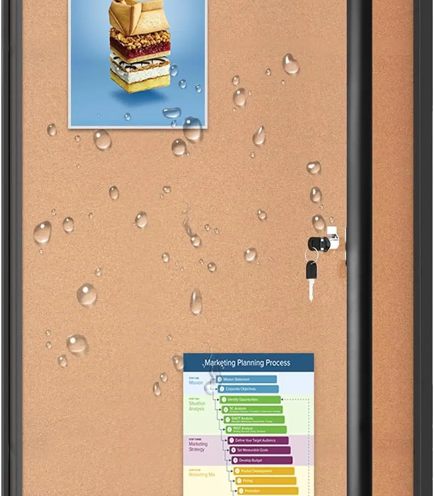 Enclosed Bulletin Board 36x24 with Lockable Acrylic Door, Black Aluminum Frame Shatter Resistant Cork Board for Office School Enclosed Bulletin Board 36x24 with Lockable Acrylic Door, Black Aluminum Frame Shatter Resistant Cork Board for Office School