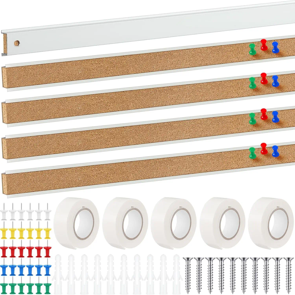 15 Pack 48x1 Inch Cork Strips for Bulletin Board with Push Pins, Aluminum Trim Self-Healing Cork for Office Home Classroom Decor 15 Pack 48x1 Inch Cork Strips for Bulletin Board with Push Pins, Aluminum Trim Self-Healing Cork for Office Home Classroom Decor