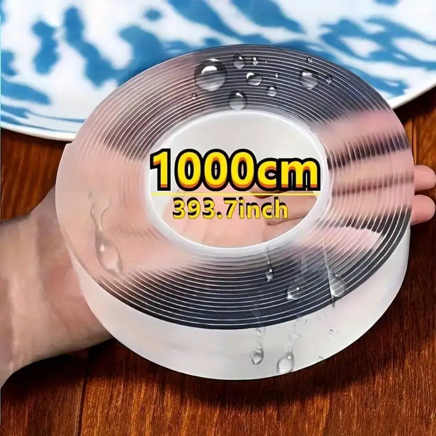 1 Roll Of 393.7inch Nano Double-Sided Tape - Strong, Transparent Adhesive For Home And Office Use, Washable And Residue-Free On Plastic, Wood, Glass, Stone, Metal, Nano Heavy Duty Double-Sided Tape 1 Roll Of 393.7inch Nano Double-Sided Tape - Strong, Transparent Adhesive For Home And Office Use, Washable And Residue-Free On Plastic, Wood, Glass, Stone, Metal, Nano Heavy Duty Double-Sided Tape