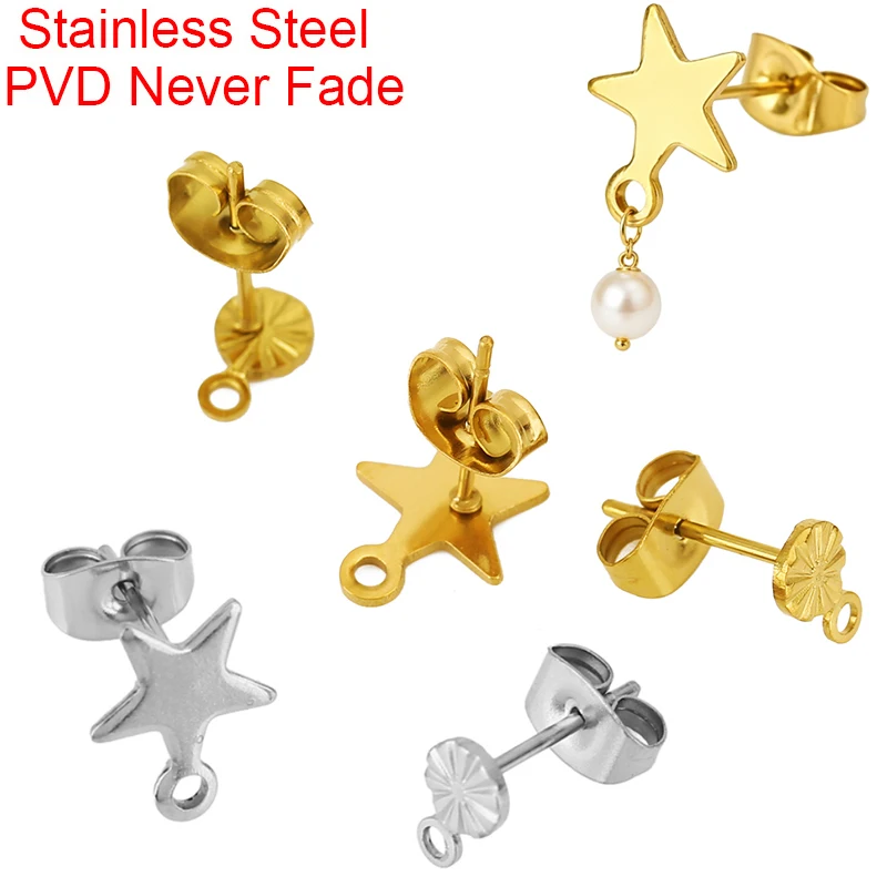20pcs Hypoallergenic Stainless Steel Stud Earrings Clasp Making Star Never Fade Earring Hooks With Earring Back Jewelry Findings 20pcs Hypoallergenic Stainless Steel Stud Earrings Clasp Making Star Never Fade Earring Hooks With Earring Back Jewelry Findings