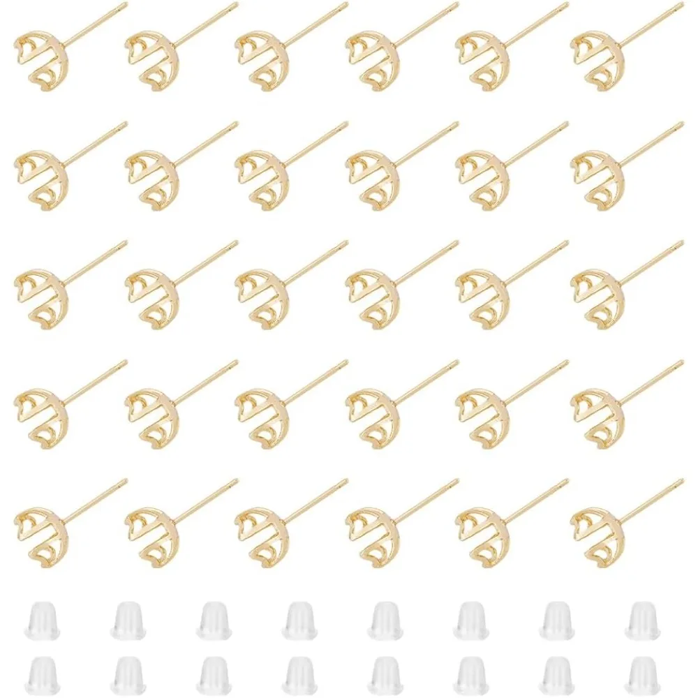 30Pcs Earring Mounting 4-Heart Prong Earring Settings Pearl Beads Claw Earring Real Brass Blank Peg Post Ear Studs 30Pcs Earring Mounting 4-Heart Prong Earring Settings Pearl Beads Claw Earring Real Brass Blank Peg Post Ear Studs