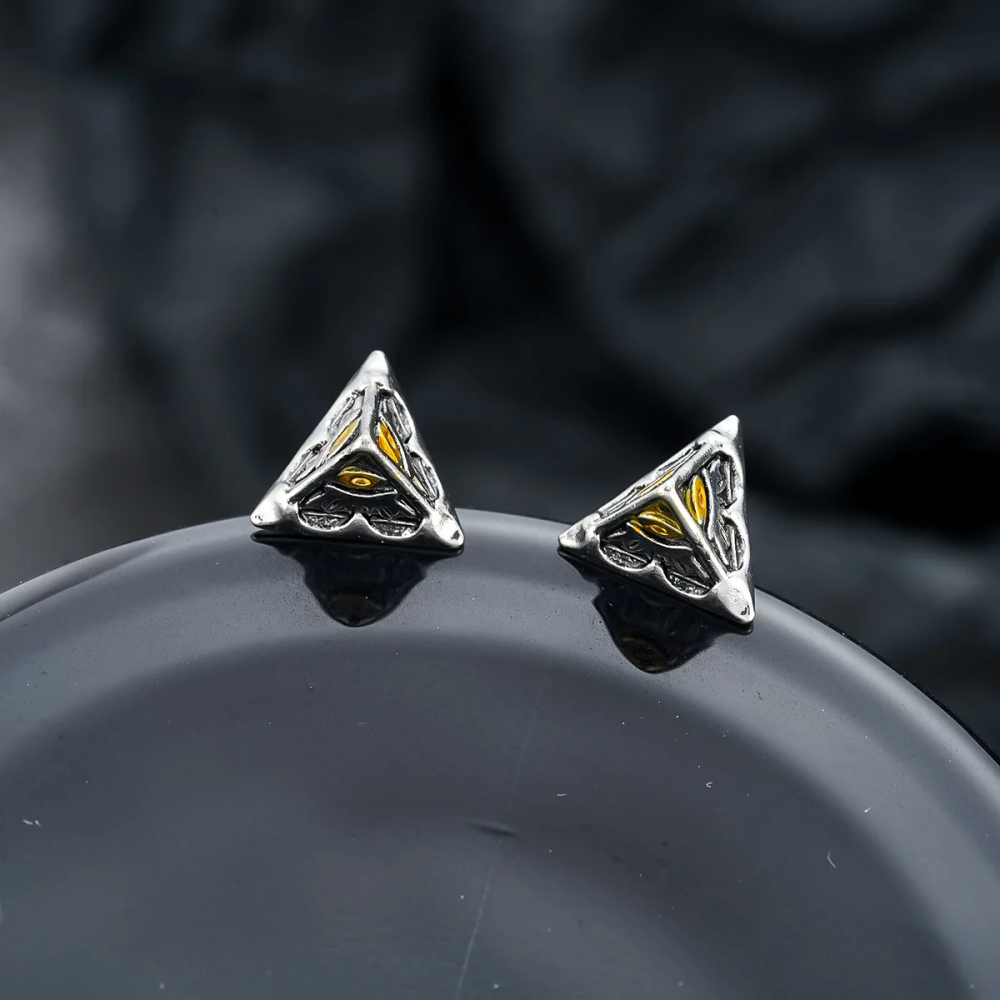 One pair, eye stud earrings, men's fashion trend, personalized design, triangular earrings, unisex, punk style, low sensitivity and easy to wear, versatile for travel parties, gift giving