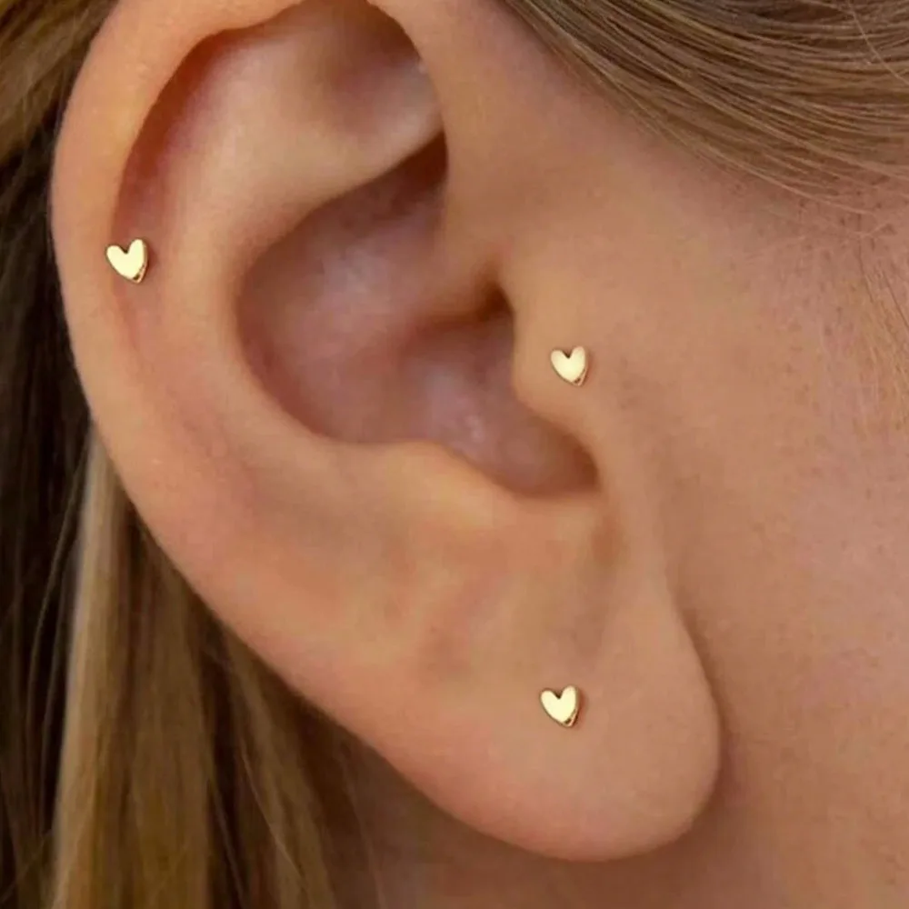3Pcs Smooth Love Butterfly Back Stud Earrings For Women, 14K Gold Plated Heart Earrings Silver Color lMinimalist Jewelry Gift 3Pcs Smooth Love Butterfly Back Stud Earrings For Women, 14K Gold Plated Heart Earrings Silver Color lMinimalist Jewelry Gift