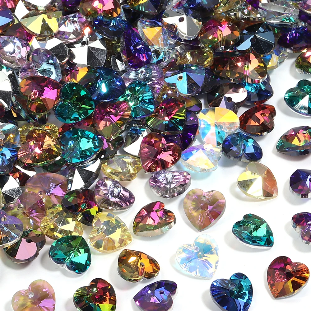 10Pcs Aurora Color Heart Shaped Crystal Pendant Beads Glass Charms For Jewelry Making DIY Bracelet Necklace Earrings Charms 10Pcs Aurora Color Heart Shaped Crystal Pendant Beads Glass Charms For Jewelry Making DIY Bracelet Necklace Earrings Charms