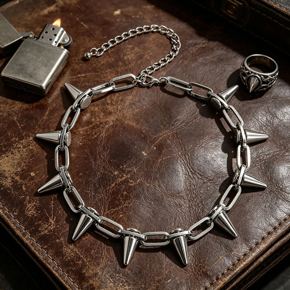 Gothic Punk Harajuku Handmade Womens Necklace For Spike Rivet Female Chain Necklaces Exaggeration Rock Choker Jewelry Gothic Punk Harajuku Handmade Womens Necklace For Spike Rivet Female Chain Necklaces Exaggeration Rock Choker Jewelry