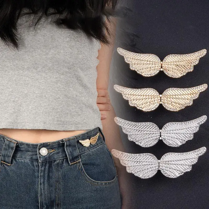 Portable Angel Wings Jeans Waist Button Adjustable Clips For Pant Skirts Waist Tightener Buckle Pin Button Clothing Supplies Portable Angel Wings Jeans Waist Button Adjustable Clips For Pant Skirts Waist Tightener Buckle Pin Button Clothing Supplies