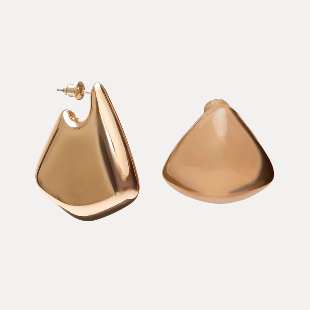 Kit de 2 brincos femininos orgânicos assimétricos dourado Kit de 2 brincos femininos orgânicos assimétricos dourado
