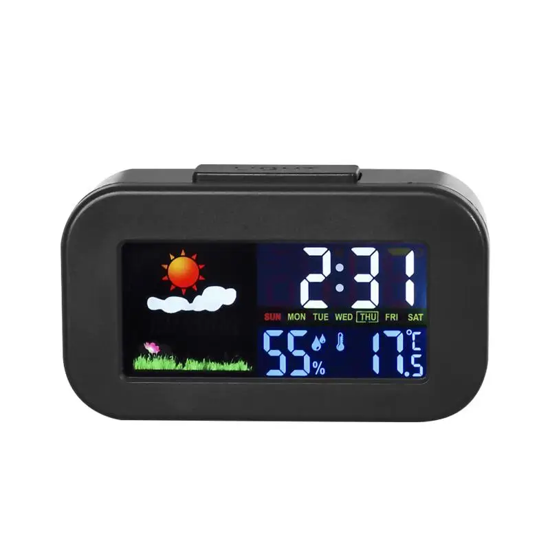 Intelligent Weather Station Clock With Color Display - Temp & Humidity Monitor Backlit For Kids & Teens Bedroom/Dorm Desk Intelligent Weather Station Clock With Color Display - Temp & Humidity Monitor Backlit For Kids & Teens Bedroom/Dorm Desk