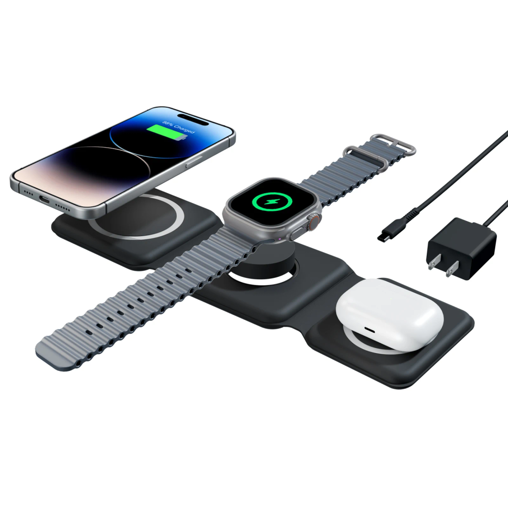 15W Magnetic Wireless Chargers 3 in 1 Foldable Phone Charge Dock Fast Charg Travel for Apple Watch IPhone 17/16/15/14/X AirPods 15W Magnetic Wireless Chargers 3 in 1 Foldable Phone Charge Dock Fast Charg Travel for Apple Watch IPhone 17/16/15/14/X AirPods