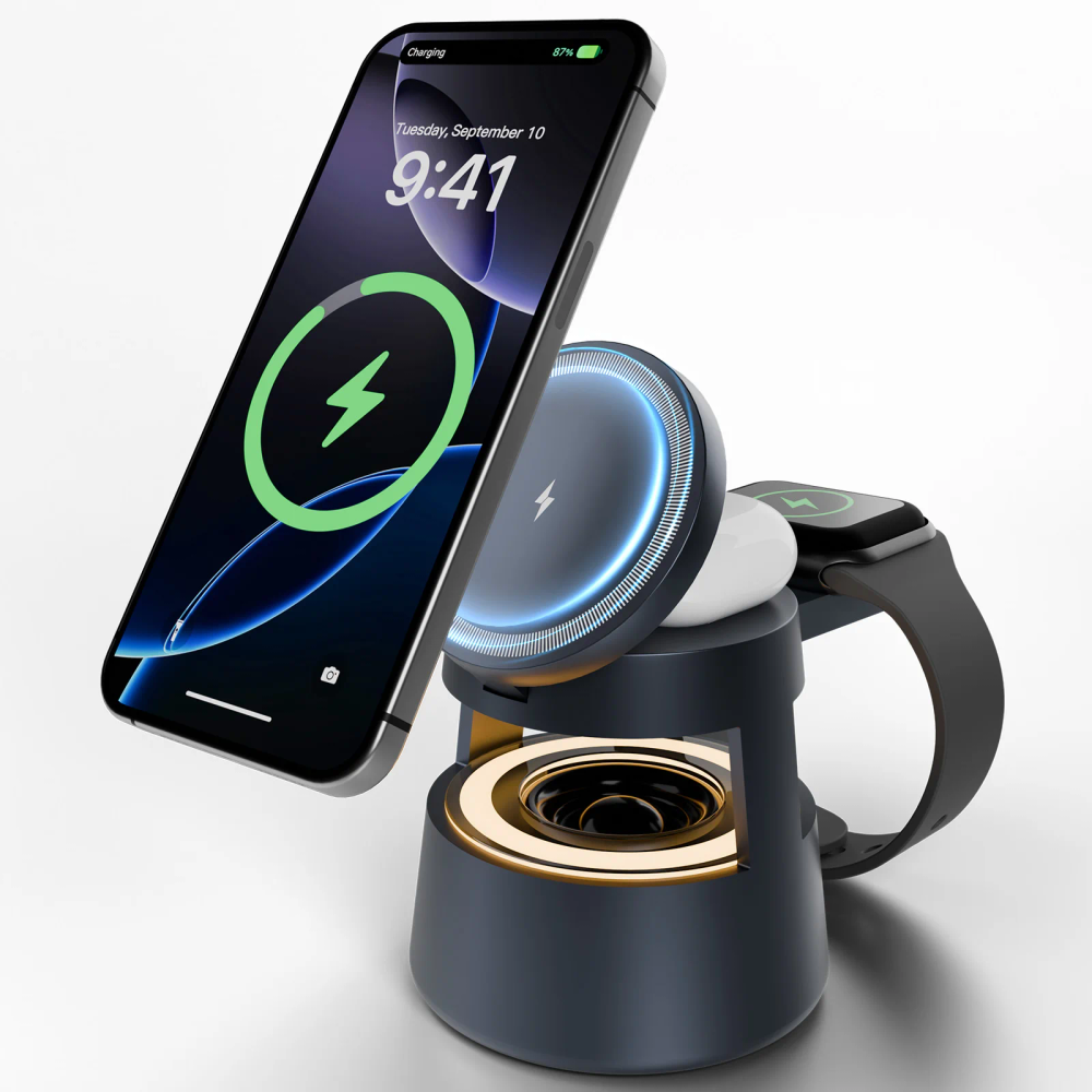 15W Wireless Chargers 5 in 1 Portable Fast Charg Bluetooth Nightlight Travel for IPhone 17 16 15 14 13 12 Apple Watch Airpods 15W Wireless Chargers 5 in 1 Portable Fast Charg Bluetooth Nightlight Travel for IPhone 17 16 15 14 13 12 Apple Watch Airpods