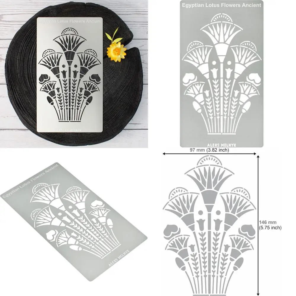 No.459 Metal Stencil, Swirls, Egyptian Lotus lowers Ancient, Ornament, s, Small Stencil, 1 PCS, Template or Wood Burning, Engrav No.459 Metal Stencil, Swirls, Egyptian Lotus lowers Ancient, Ornament, s, Small Stencil, 1 PCS, Template or Wood Burning, Engrav