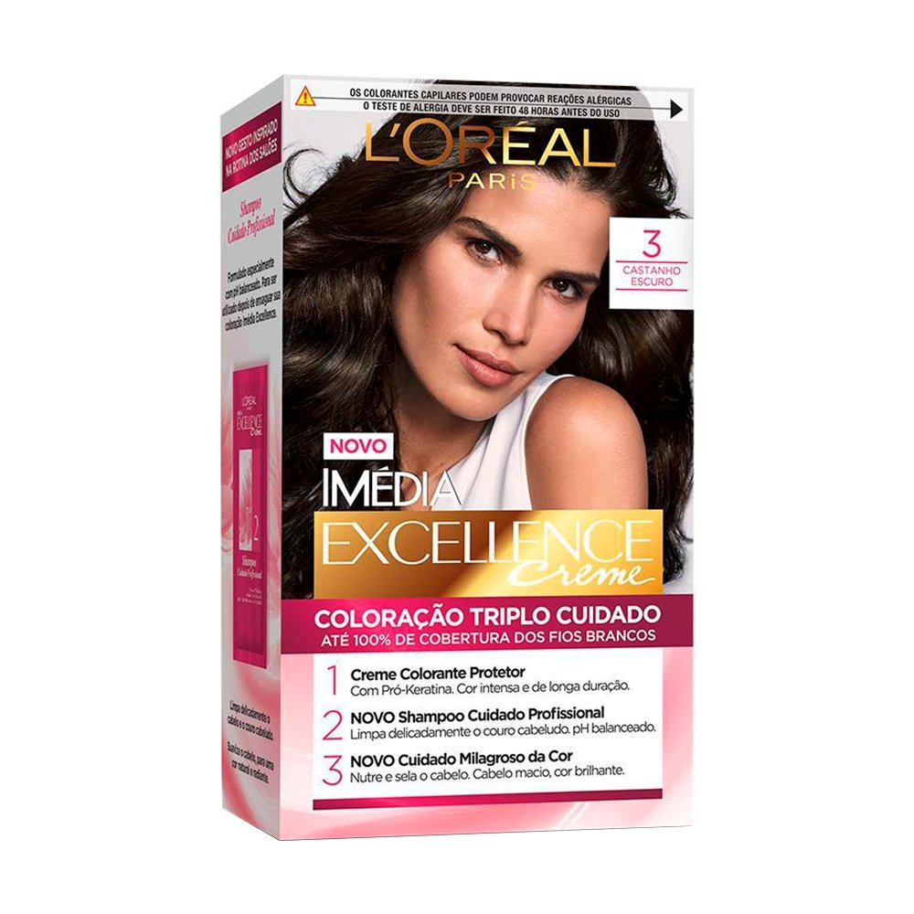 Tintura Imédia Excellence 3 Castanho Escuro 47g Tintura Imédia Excellence 3 Castanho Escuro 47g