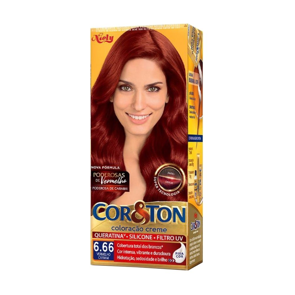 Tintura Cor&Ton Profissional 6.66 Vermelho Carmim 50g Tintura Cor&Ton Profissional 6.66 Vermelho Carmim 50g