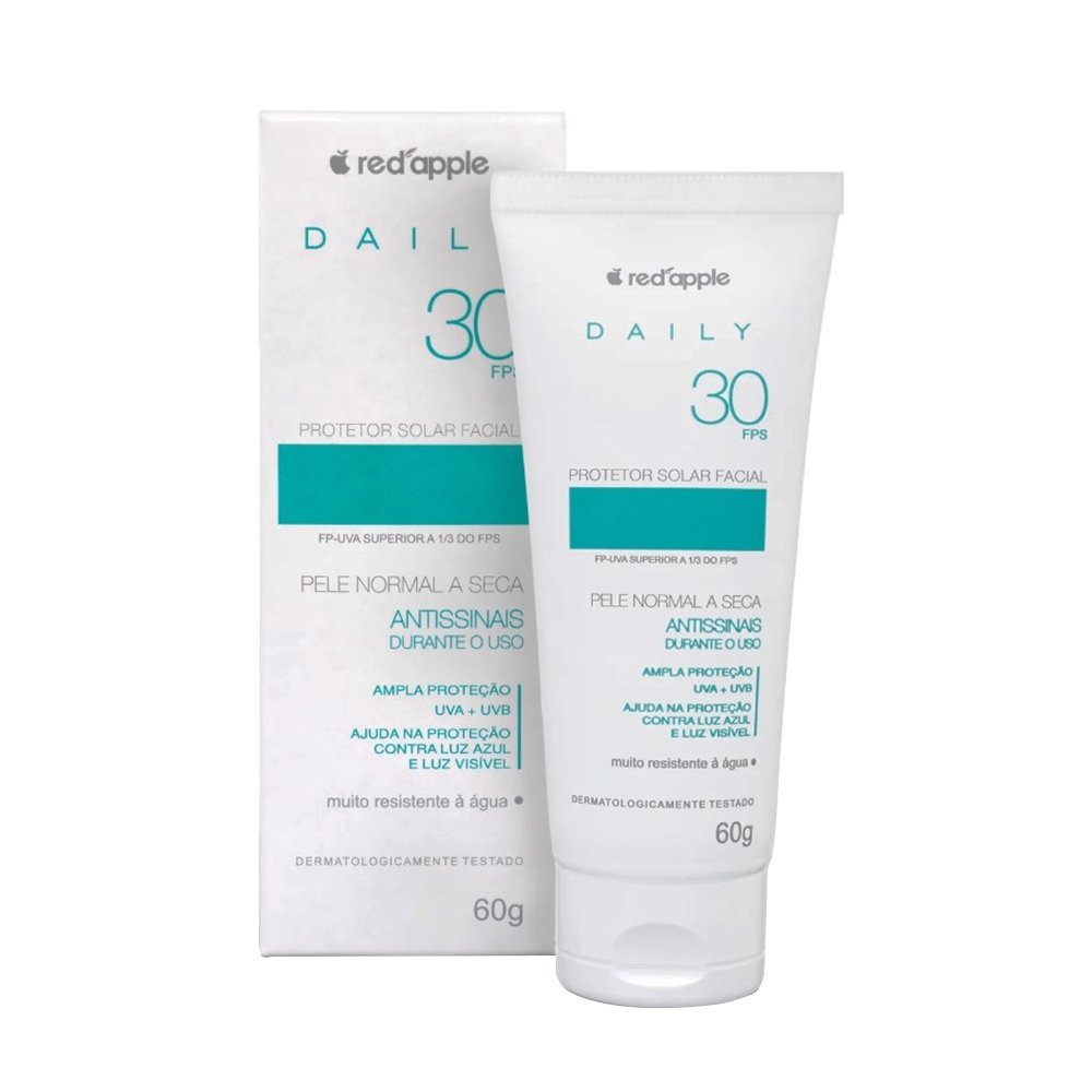 Protetor Solar Facial Red Apple FPS 30 60g Pele Normal e Seca 60g Antissinais