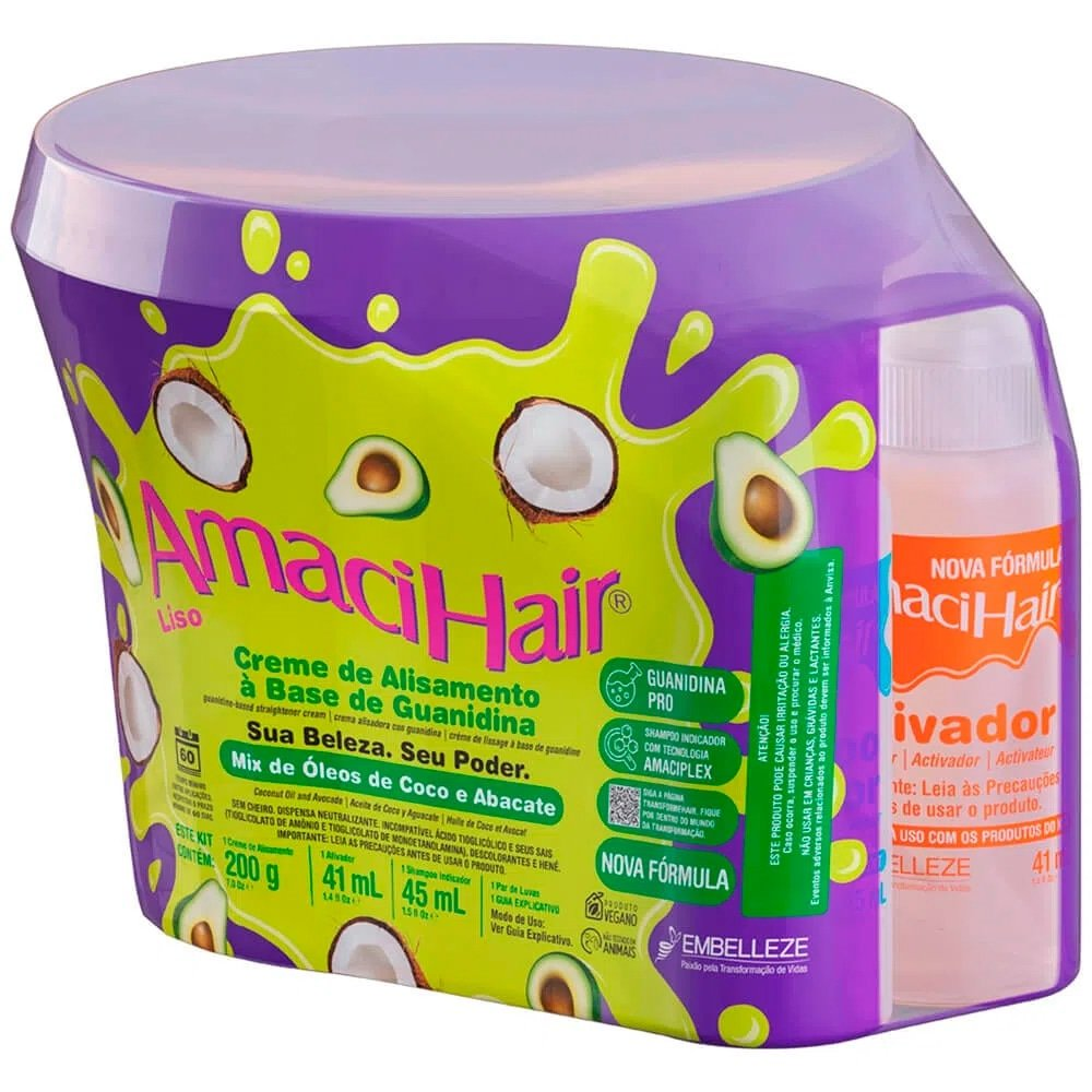 Alisante em Creme AmaciHair Liso 200g Embalagem com 6 Unidades