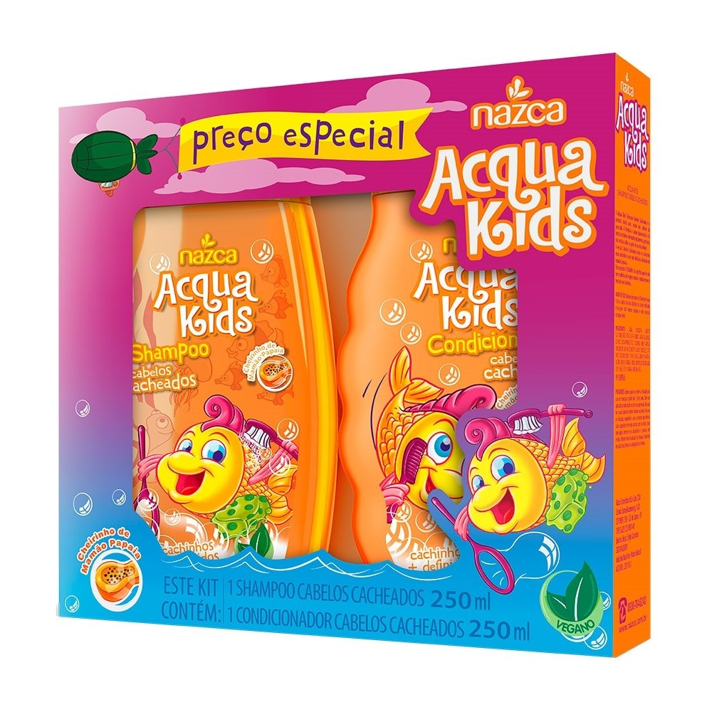 Kit Shampoo + Condicionador Acqua Kids Cabelos Cacheados 250ml Kit Shampoo + Condicionador Acqua Kids Cabelos Cacheados 250ml