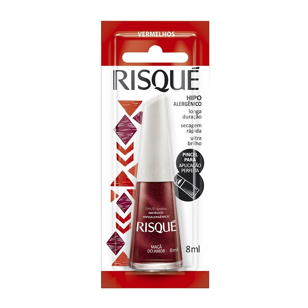 Esmalte Risqué Vermelhos Metálicos Maçã do Amor Blister 8ml Esmalte Risqué Vermelhos Metálicos Maçã do Amor Blister 8ml