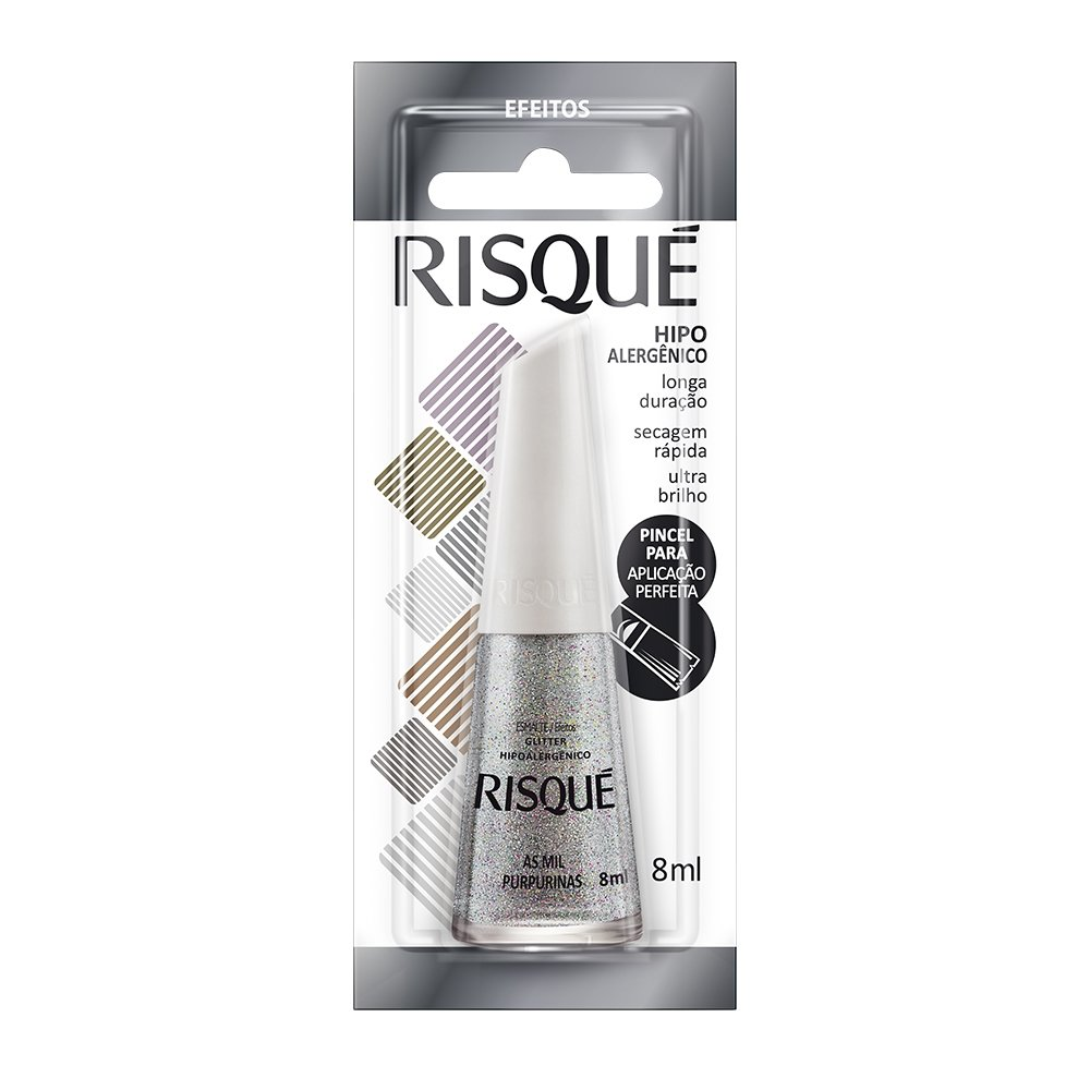 Esmalte Risqué Efeito Glitter As Mil Purpurinas Blister 8ml Esmalte Risqué Efeito Glitter As Mil Purpurinas Blister 8ml