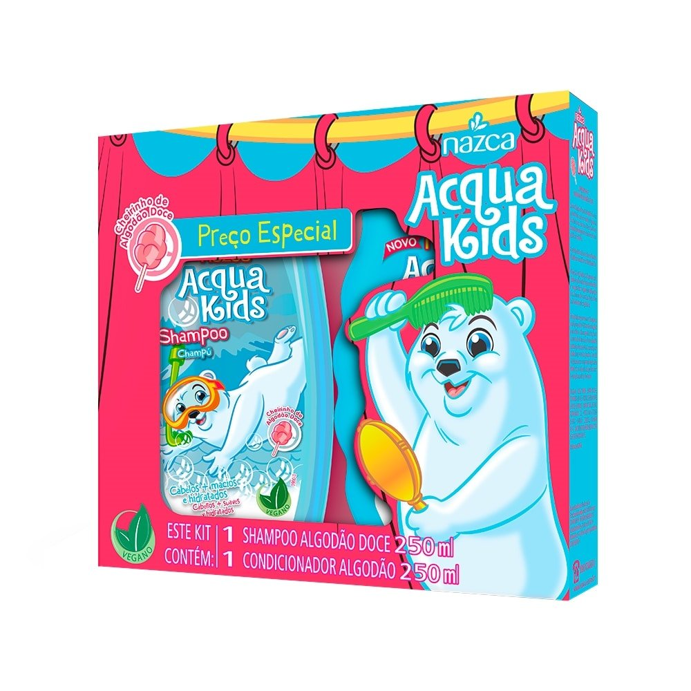 Kit Shampoo + Condicionador Acqua Kids Algodão Doce 250ml Kit Shampoo + Condicionador Acqua Kids Algodão Doce 250ml