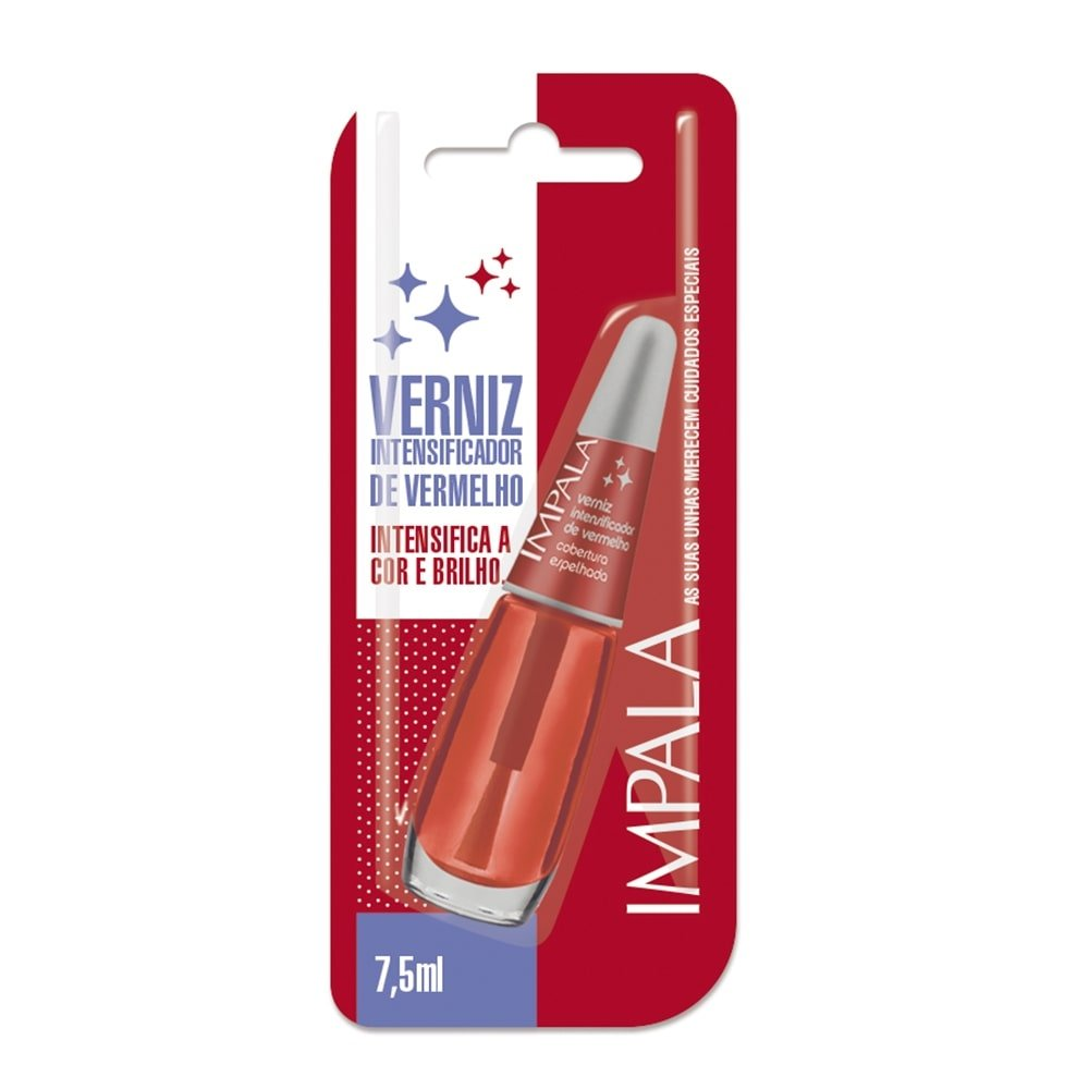 Esmalte Impala Verniz Intensificador de Vermelho Cobertura Espelhada 7,5ml Esmalte Impala Verniz Intensificador de Vermelho Cobertura Espelhada 7,5ml