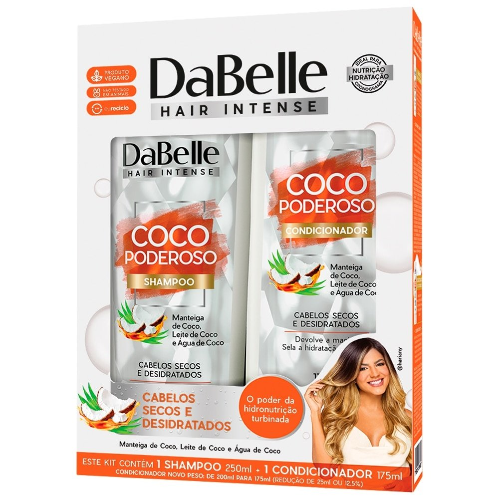 Shampoo 250ml + Condicionador Dabelle Coco Poderoso 200ml Shampoo 250ml + Condicionador Dabelle Coco Poderoso 200ml