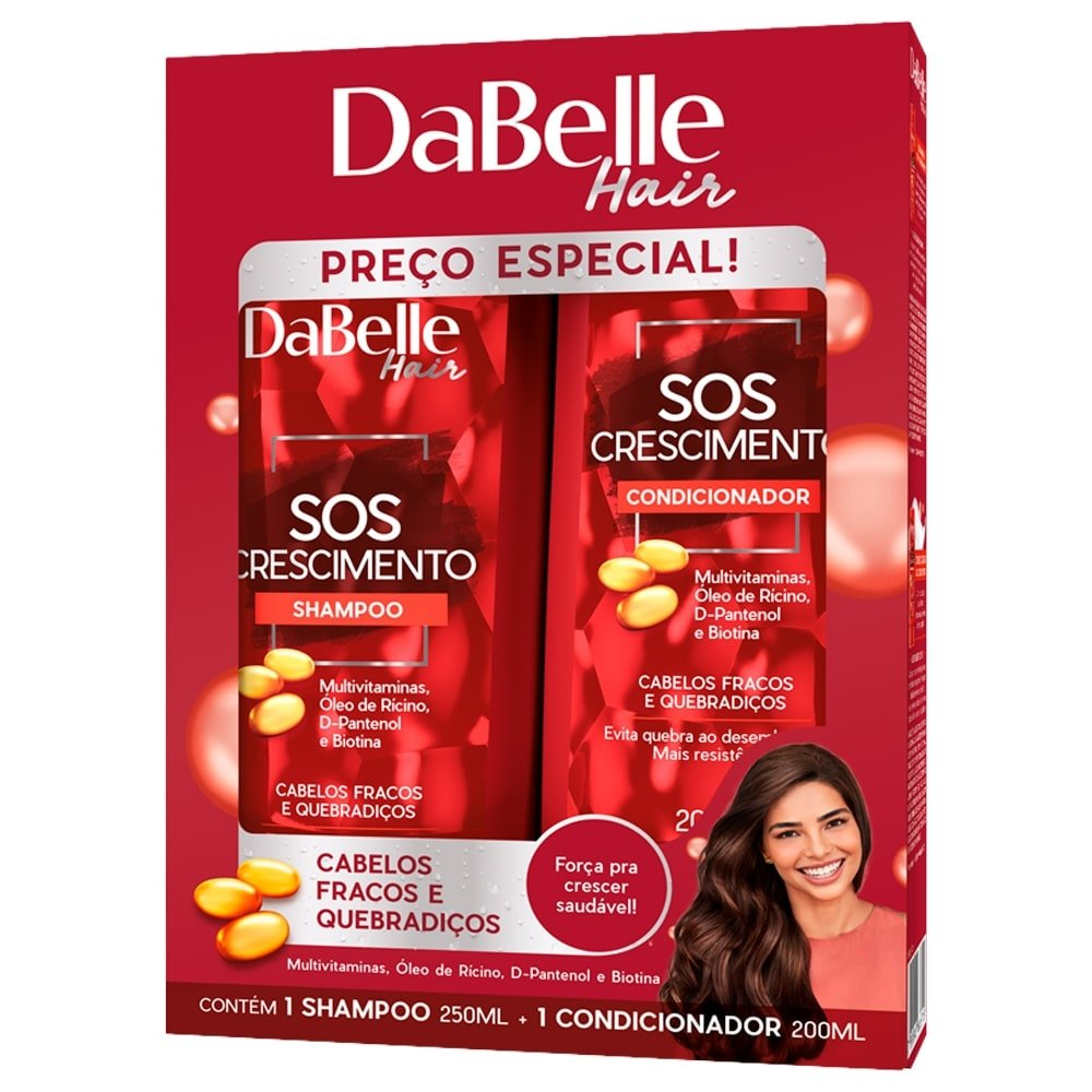 Shampoo 250ml + Condicionador Dabelle SOS Crescimento 200ml Shampoo 250ml + Condicionador Dabelle SOS Crescimento 200ml