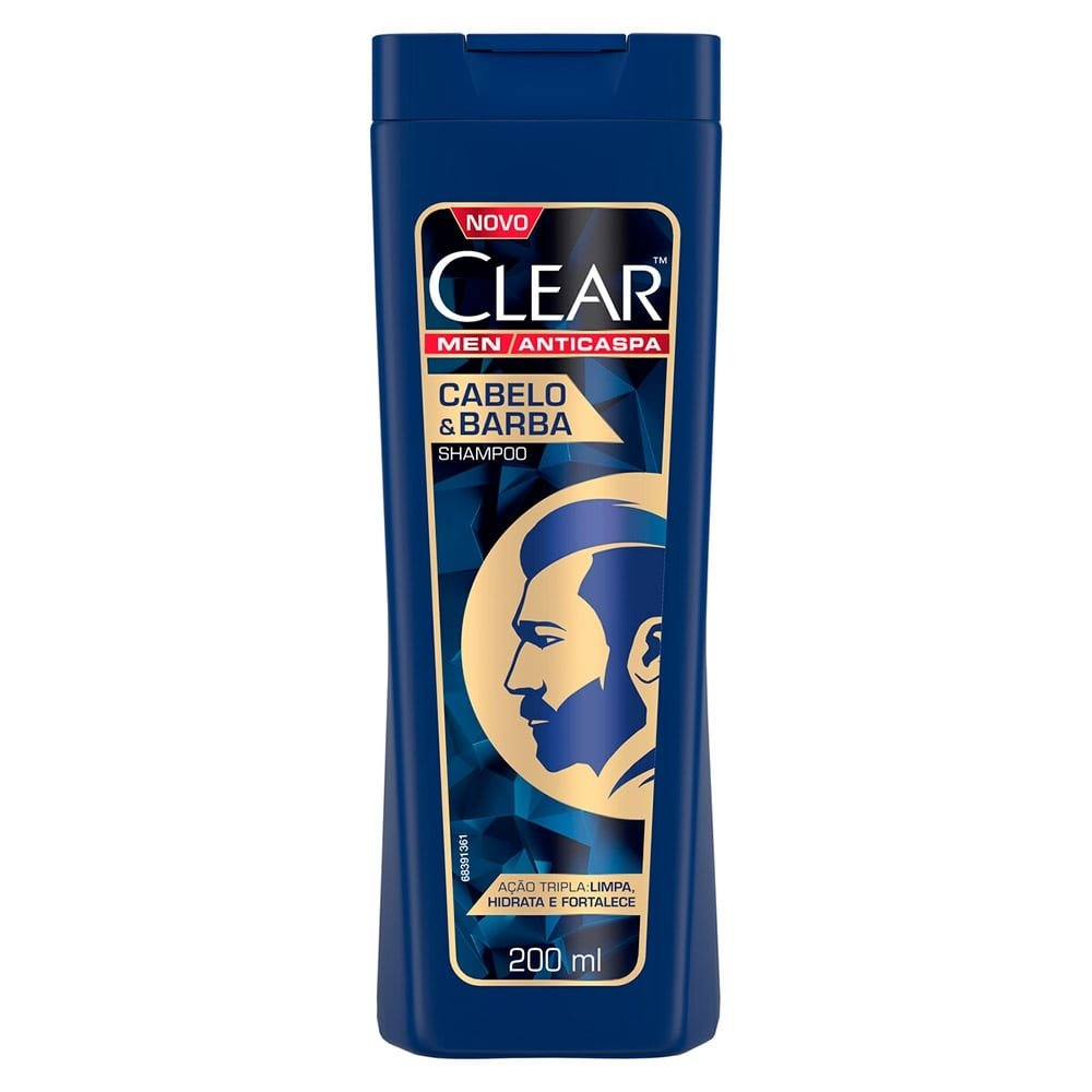 Shampoo Clear Men Anti-Caspa Cabelo e Barba 200ml