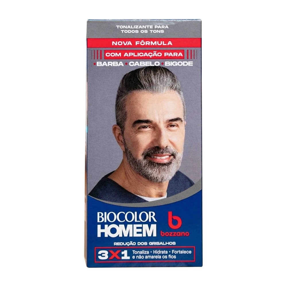 Tonalizante de Cabelo Masculino Bozzano Biocolor Homem Redução dos Grisalhos Tonalizante de Cabelo Masculino Bozzano Biocolor Homem Redução dos Grisalhos